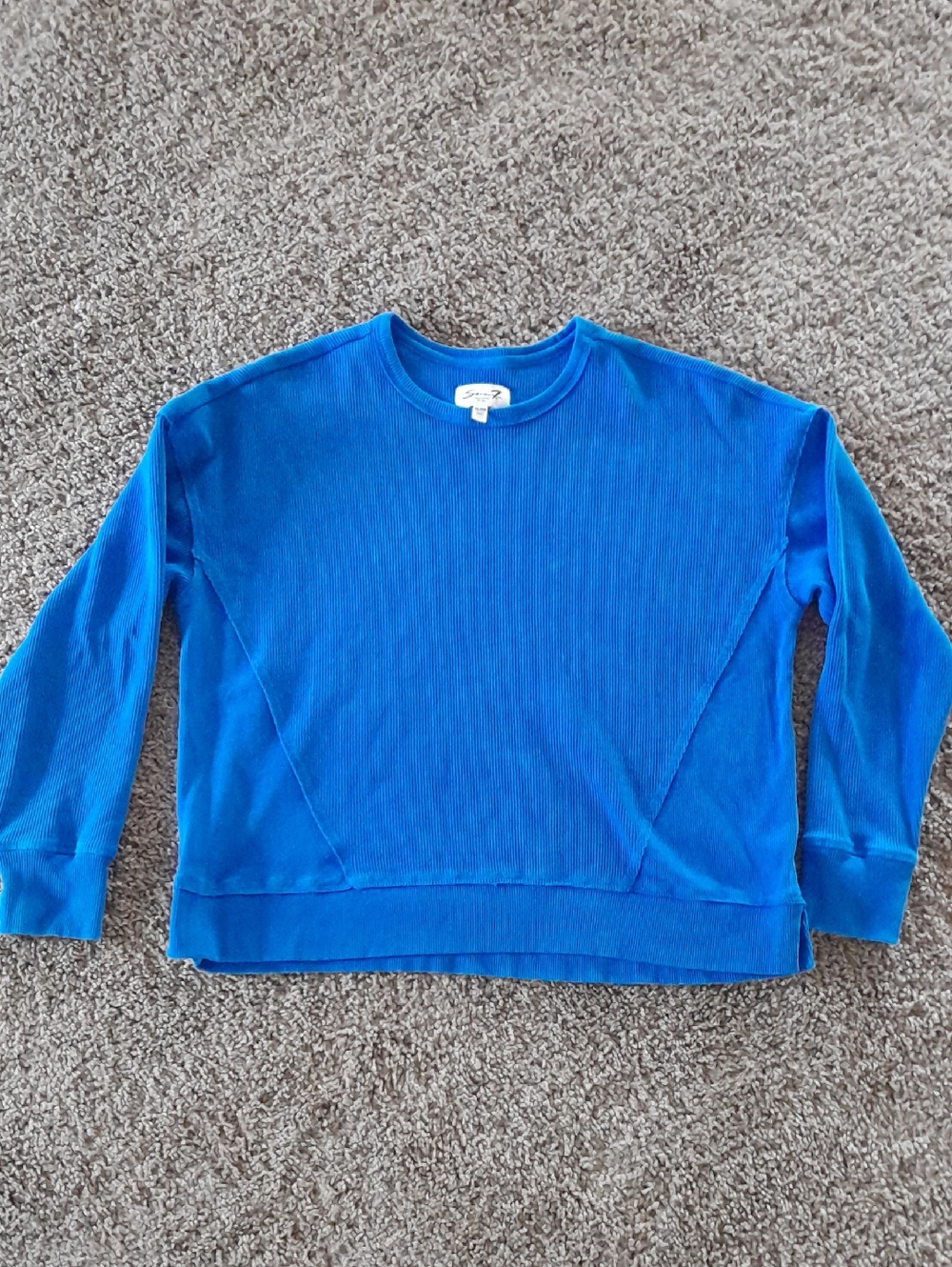 Seven7  Blue Crewneck Top